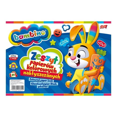 Zeszyt papierów kolorowych nabłyszczanych A4 10 kartek BAMBINO 33074
